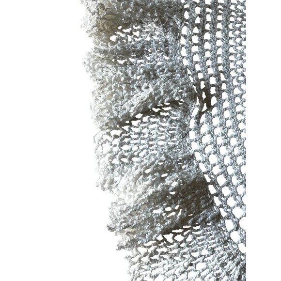 Hand-Crocheted Cotton Doily Extra Ruffles 22" Dia. White Centerpiece wedding - Picture 3 of 4